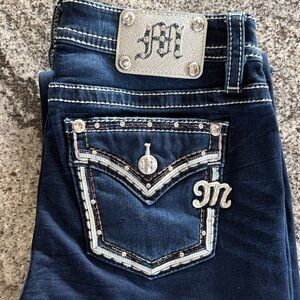 Miss Me Women's Dark Blue Midrise Trouser Jeans Sz 30